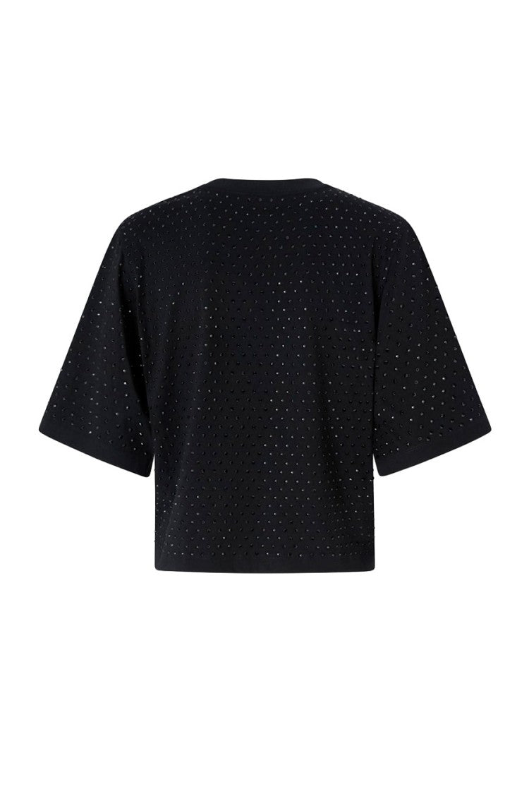 Pinko Black Cotton Studded T-Shirt
