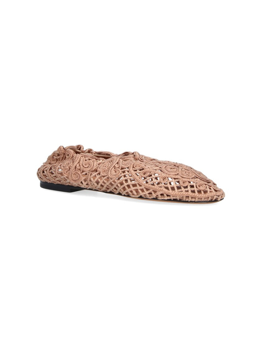 Odissi Neutral Pointed Toe Woven Lattice Flats