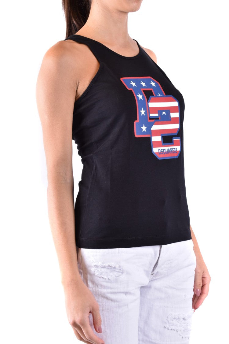 Dsquared2 Sleeveless Graphic Emblem Top Fitted Silhouette
