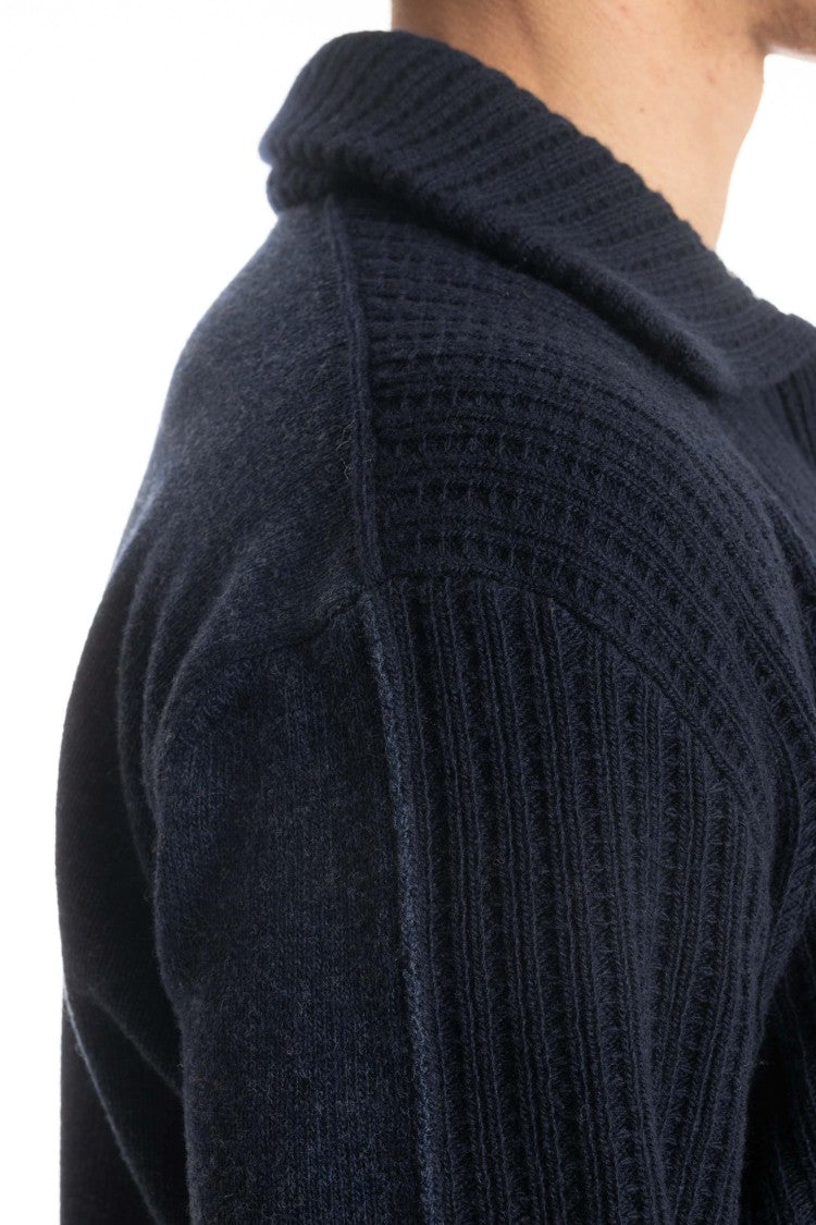 Roberto Collina Bicolor Wool-Cashmere Polo Sweater