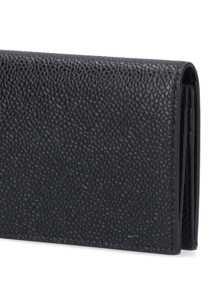 Thom Browne Refined Black Leather Wallet With Tricolor Grosgrain Lining