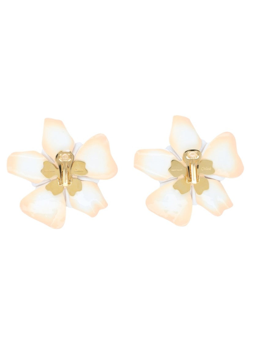 Chloé Bloom Layered Floral Brass Clip-On Earrings