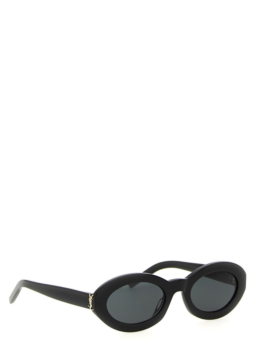 Saint Laurent Oval Black Acetate Sunglasses With Nylon Lenses