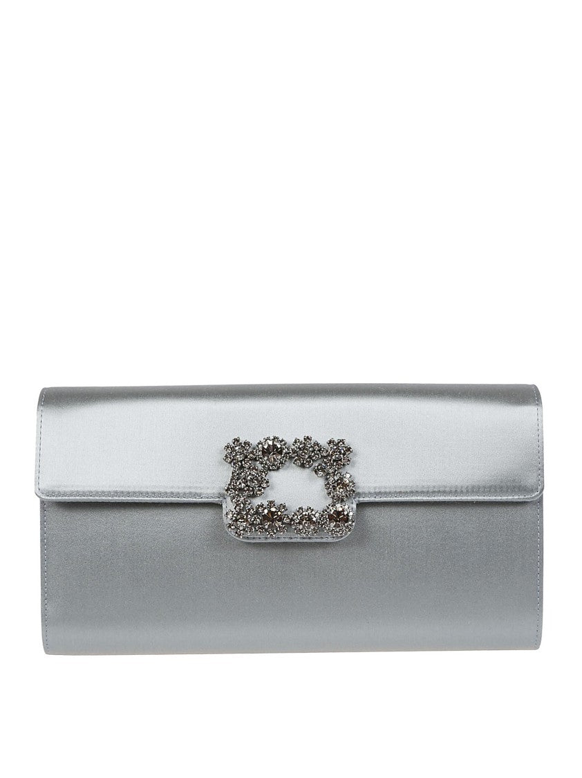 Roger Vivier Satin Finish Clutch With Embellished Clasp