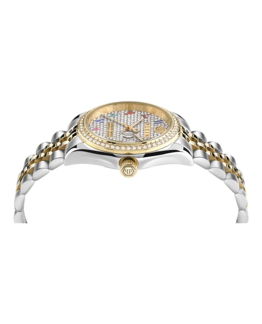 Philipp Plein Date Superlative Crystal Watch With Two-Tone Elegance