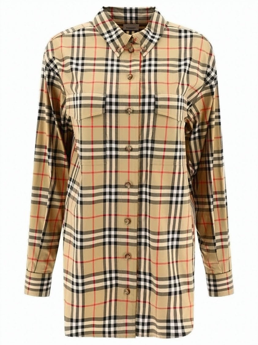 Burberry Checkered Cotton Shirt With Button-Down Front