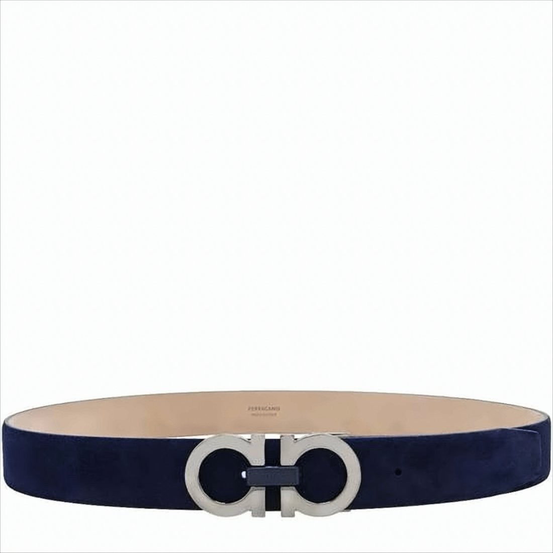 Salvatore Ferragamo Suede Belt With Silver-Tone Gancini Buckle