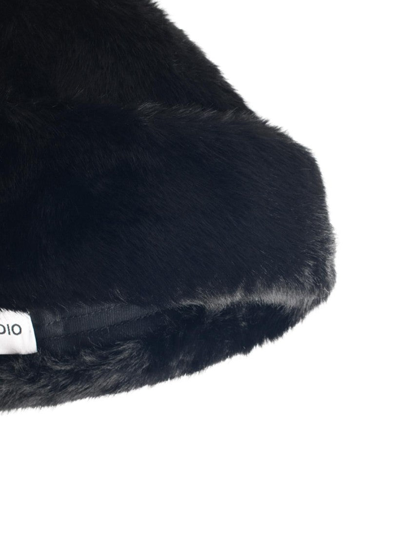 Stand Studio Lovali' Black Faux Fur Cap