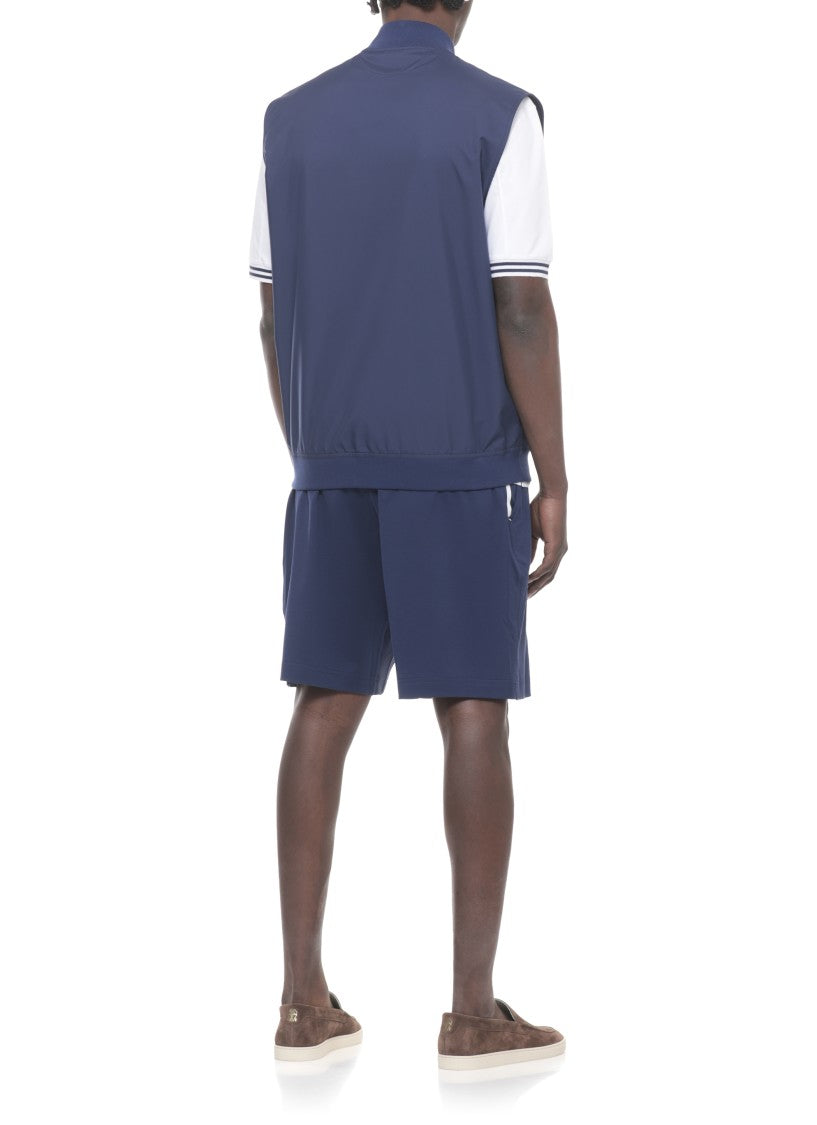 Brunello Cucinelli Blue Front Zip Logo Vest