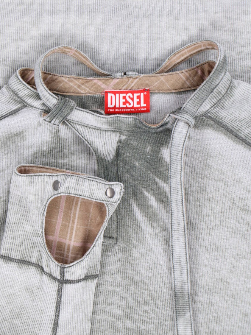 Diesel Grey T-Ecla Ribbed Lace-Up Sweater
