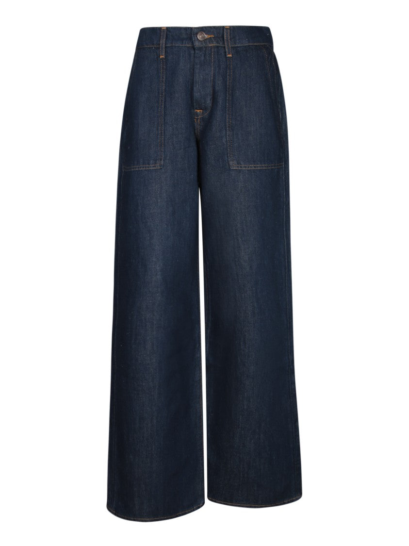 7 For All Mankind High-Waisted Wide-Leg Jeans With Contrast Stitching