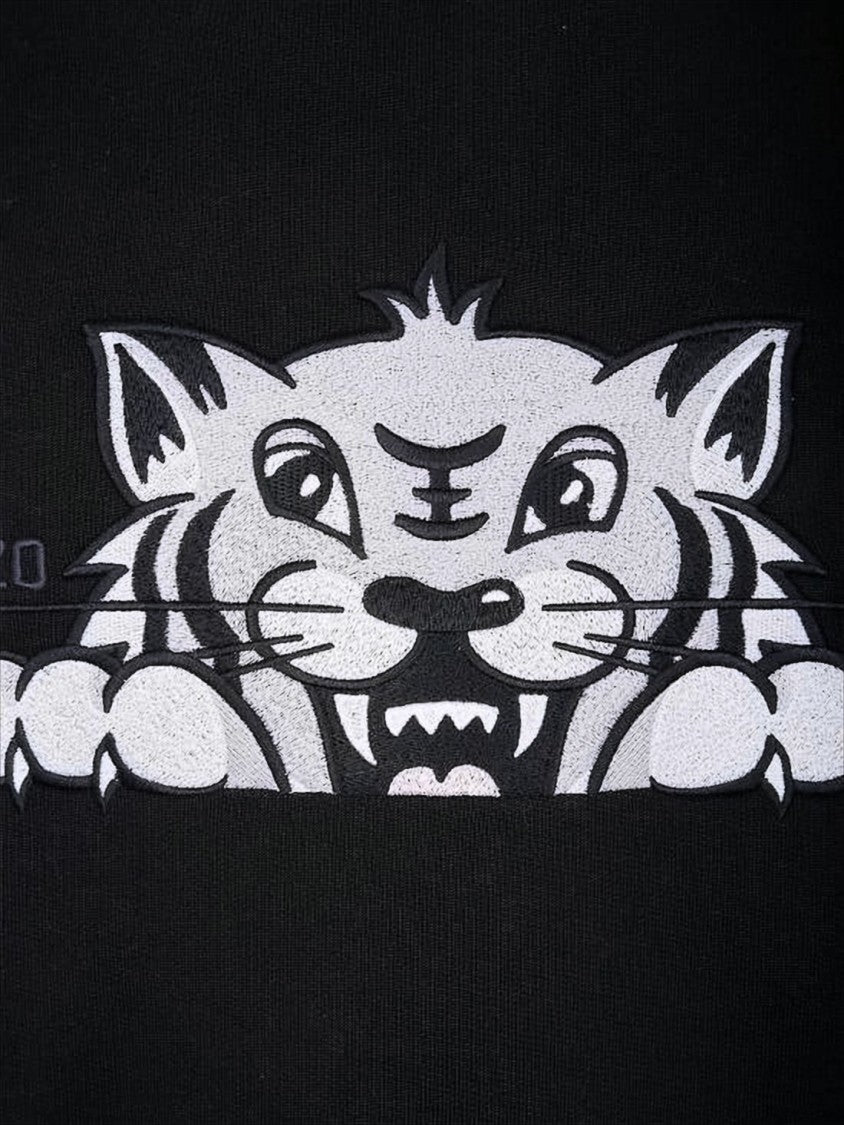 Kenzo Long Sleeve Black Sweatshirt With Bold Tiger Graphic