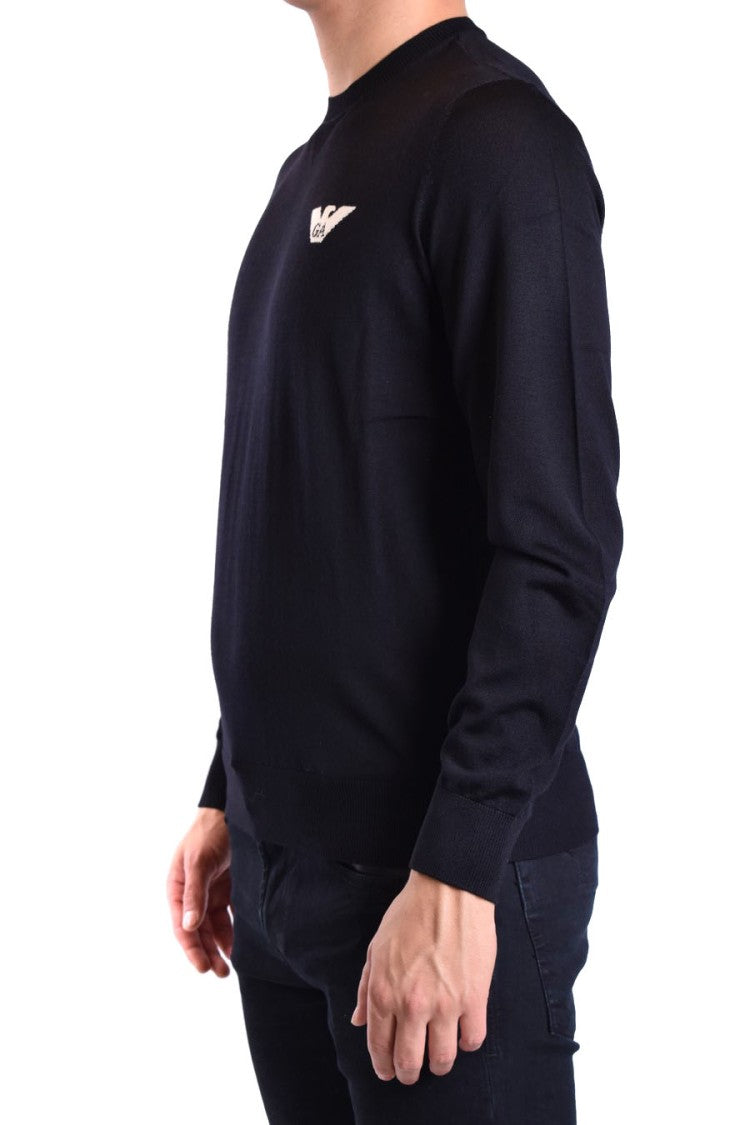 Emporio Armani Crew Neck Knitwear With Ribbed Hem