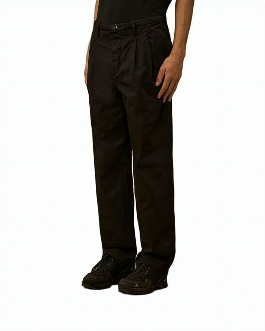 C.P. Company Tailored Black Straight Pants With Pleats And Structured Fit