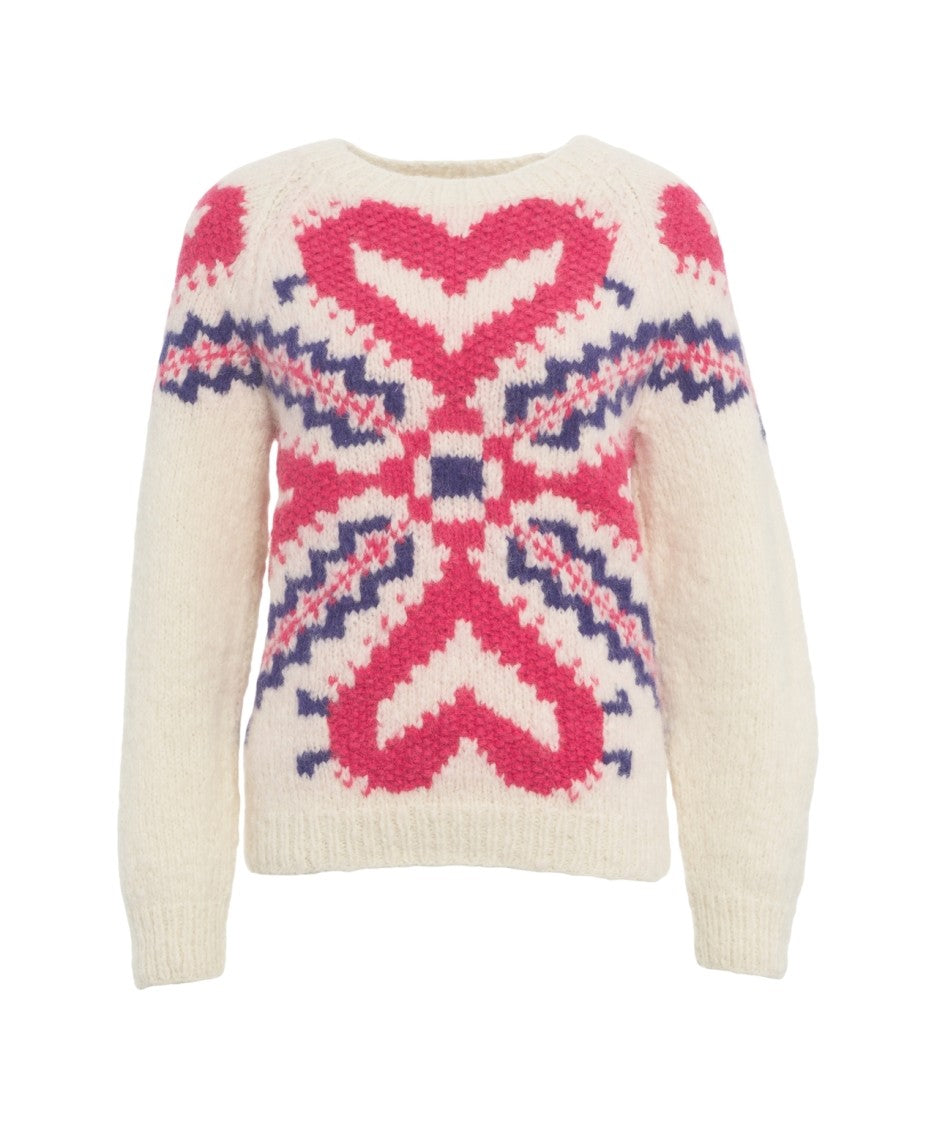 Frantic Intarsia Patterned Sweater With Bold Heart Design