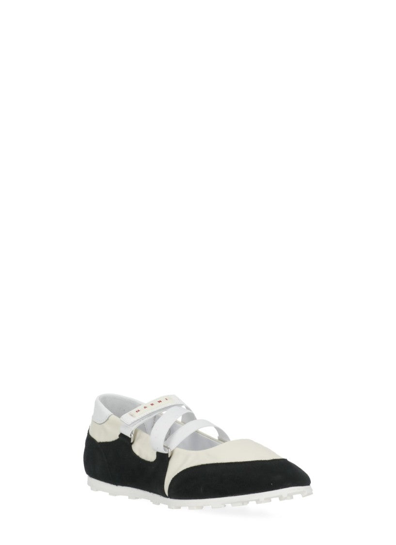 Marni Ivory Soccer Retro Leather Ballet Flats