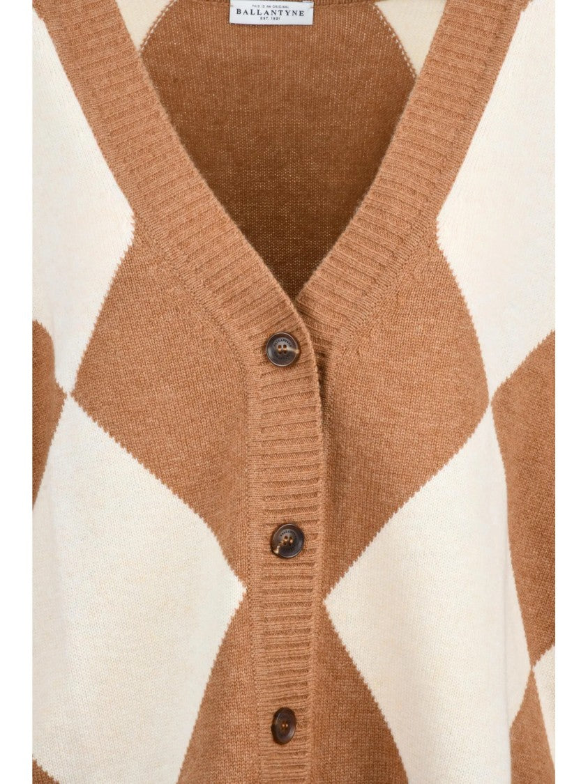 Ballantyne Argyle Pattern Button Cardigan With Oversized Fit
