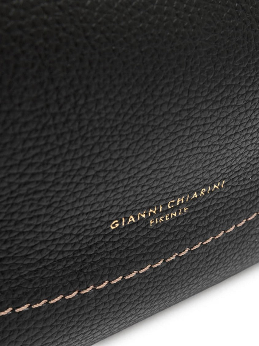 Gianni Chiarini Crescent-Shaped Textured Leather Handbag With Gold-Tone Accents