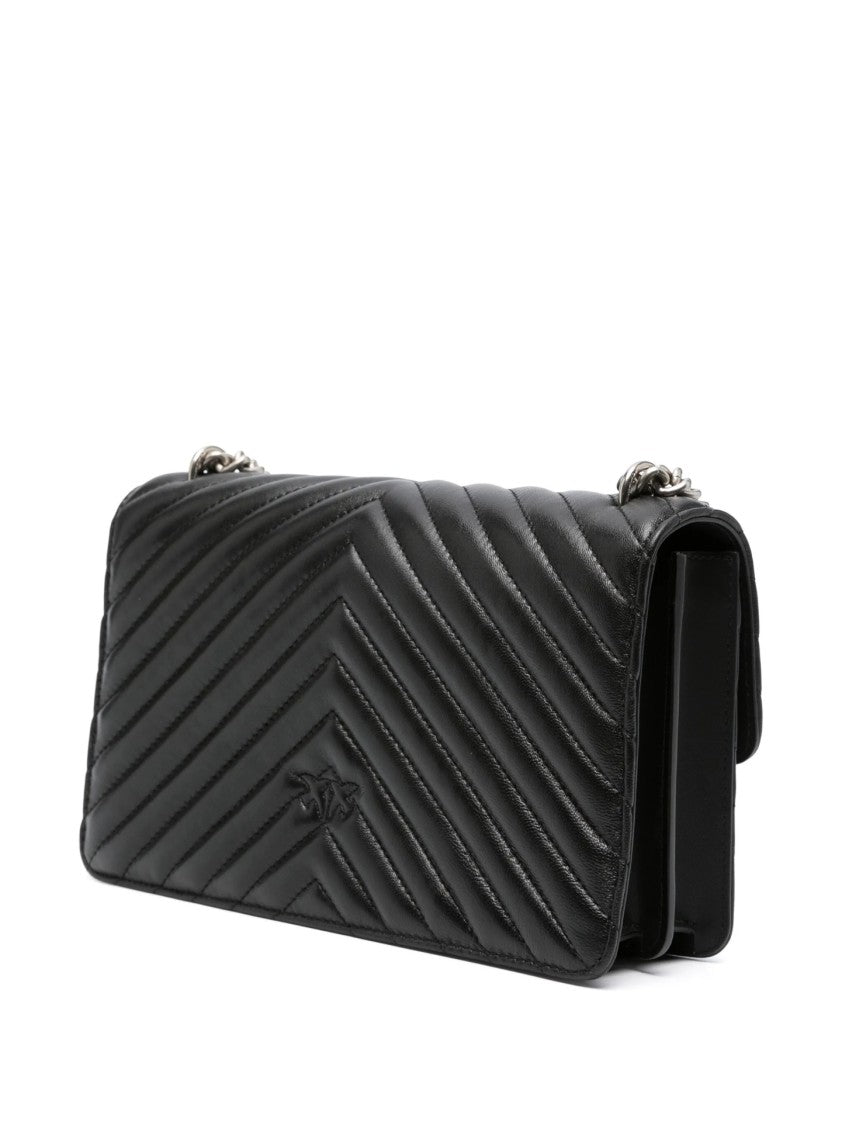 Pinko Quilted Shoulder Bag With Chevron Pattern And Bird Clasp
