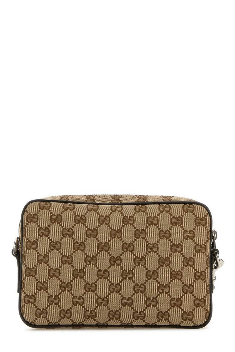 Gucci Monogrammed Beige Canvas Crossbody Bag