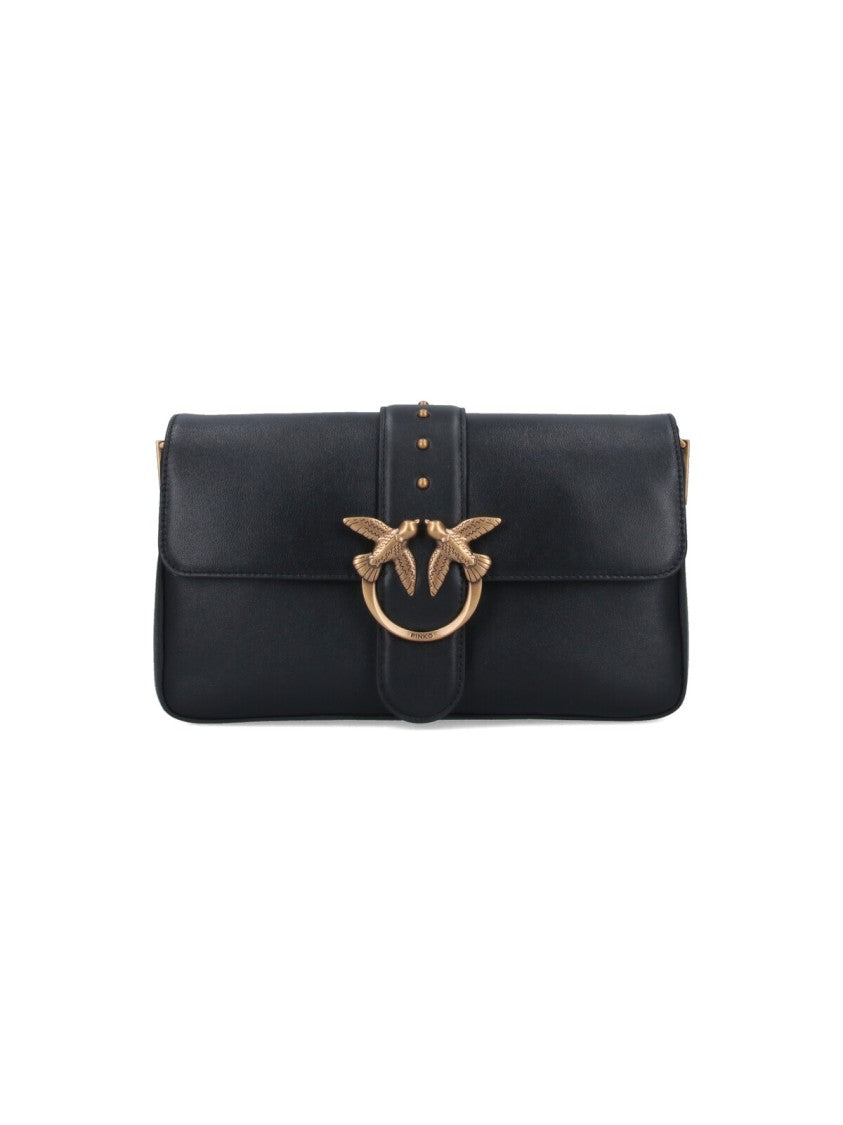 Pinko Rectangular Structured Black Bag With Detachable Shoulder Strap