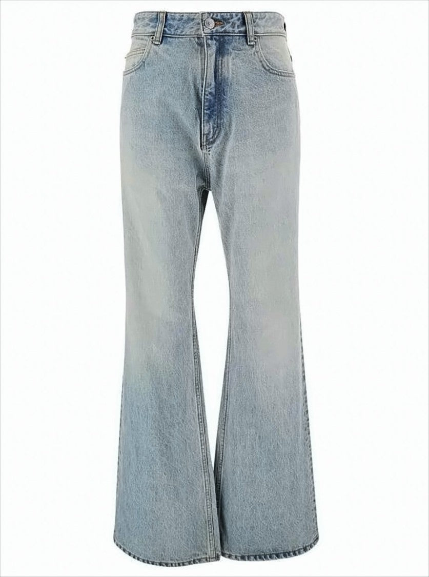 Balenciaga High-Waisted Flared Denim Pants With Five-Pocket Design