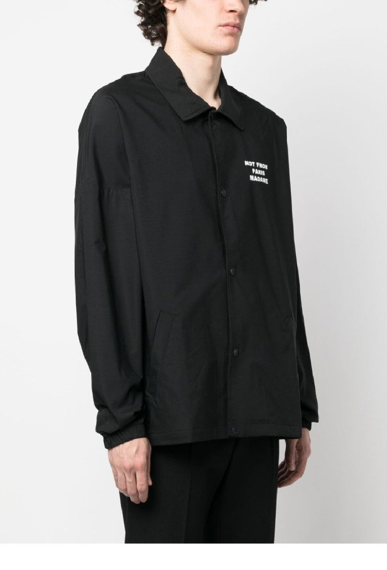 Drôle De Monsieur Black Jacket With Bold Slogan Design