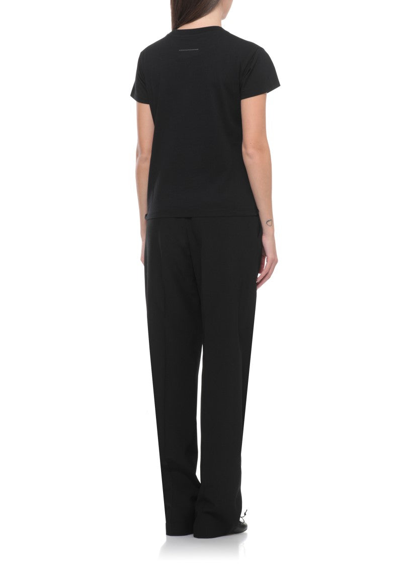 Mm6 By Maison Margiela Black Logoed Cotton T-Shirt