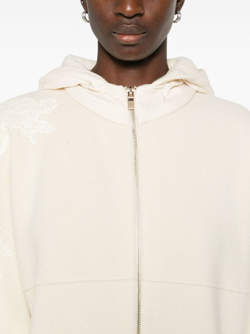 Blugirl Relaxed Fit Wool Coat With Embroidered Sleeves