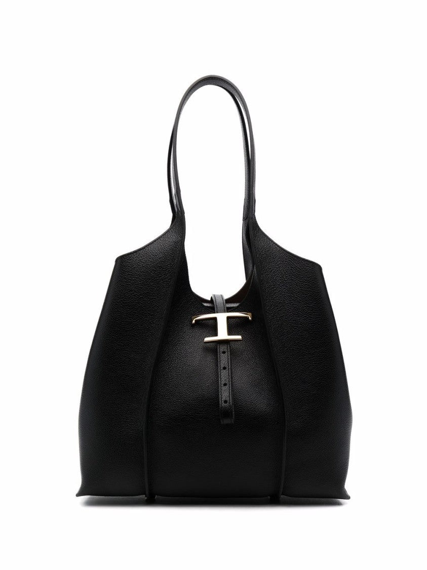 Tod's Structured Black Leather Shopper Bag