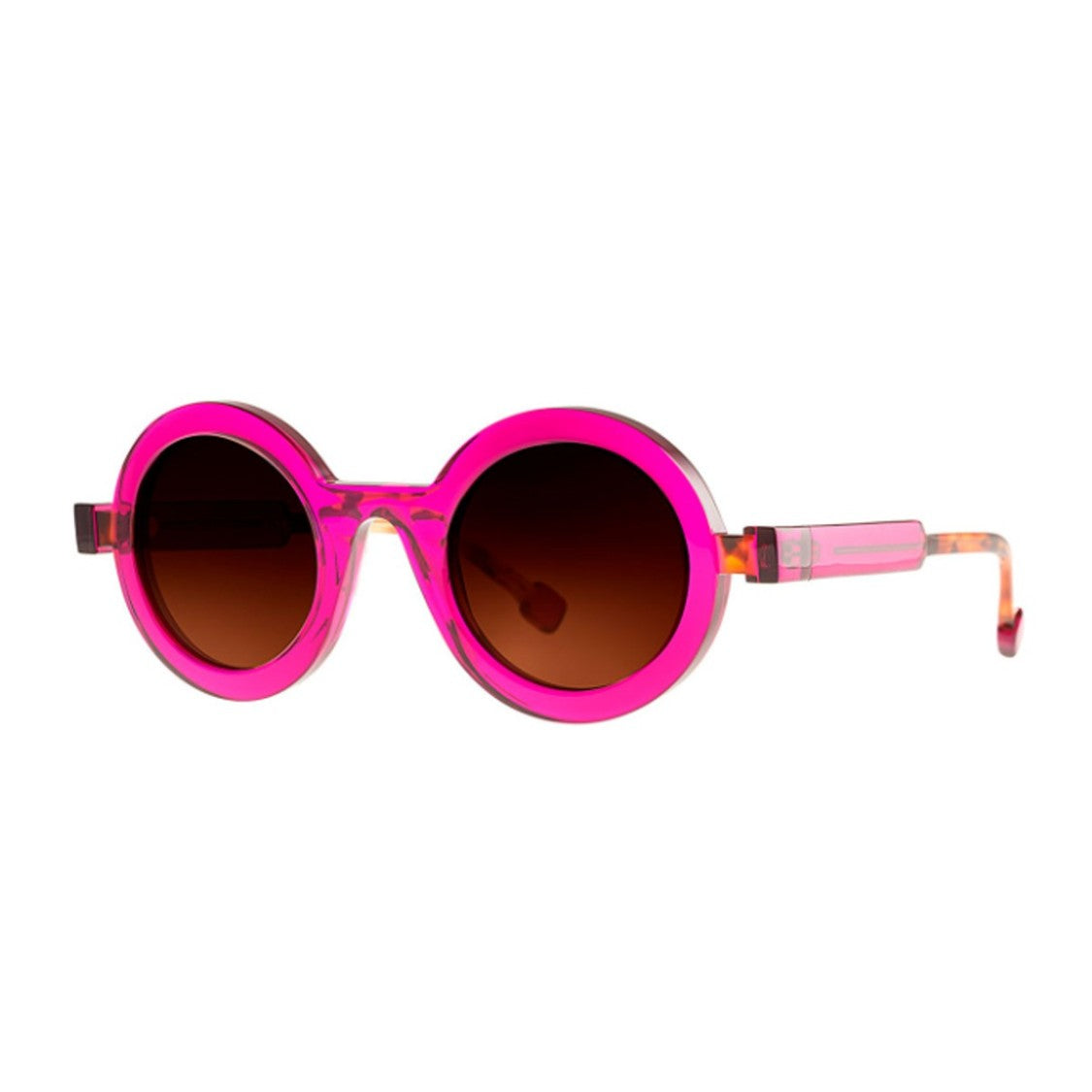 Theo Eyewear Pink Cassette 7 Acetate Round Sunglasses