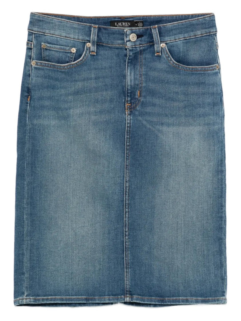 Lauren Ralph Lauren Blue Daniela Straight Denim Skirt