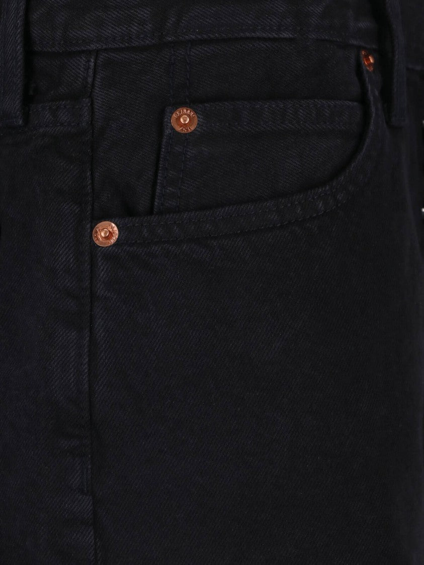 Re/Done Black The Breezy Mid-Rise Denim Shorts