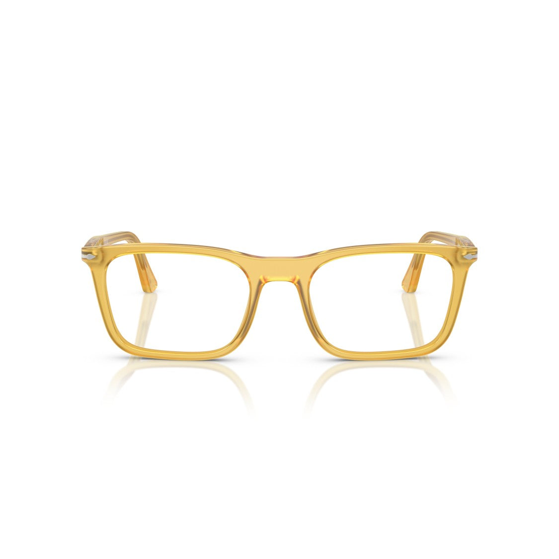 Persol 0Po3358v Translucent Amber Acetate Eyeglasses With Metallic Accents