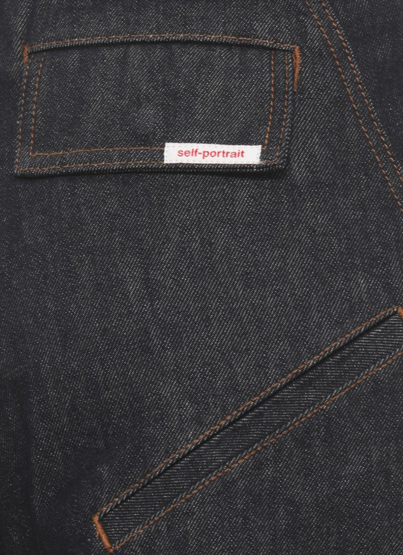 Self-Portrait Blue Cargo High Waist Jeans