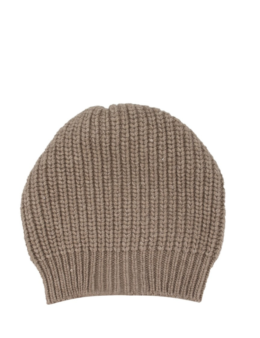 Brunello Cucinelli Ribbed Cashmere-Silk Beanie With Sequin Embellishments