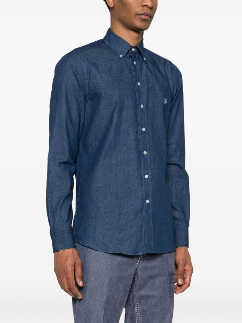 Etro Roma Long-Sleeve Paisley Pattern Cotton Shirt
