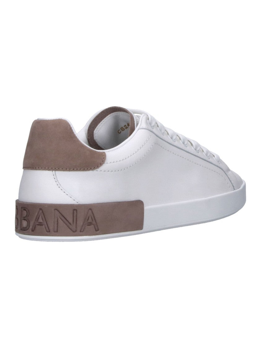 Dolce & Gabbana White Portofino Low-Top Leather Sneakers