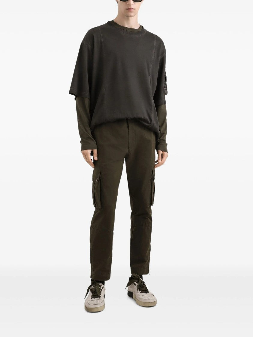 Dolce & Gabbana Black Cropped Cargo Flap Pocket Pants