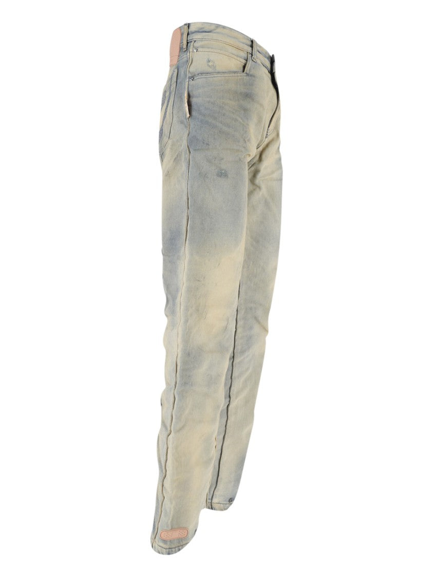 Pdf Beige/Grey Distressed Wide-Leg Denim Jeans