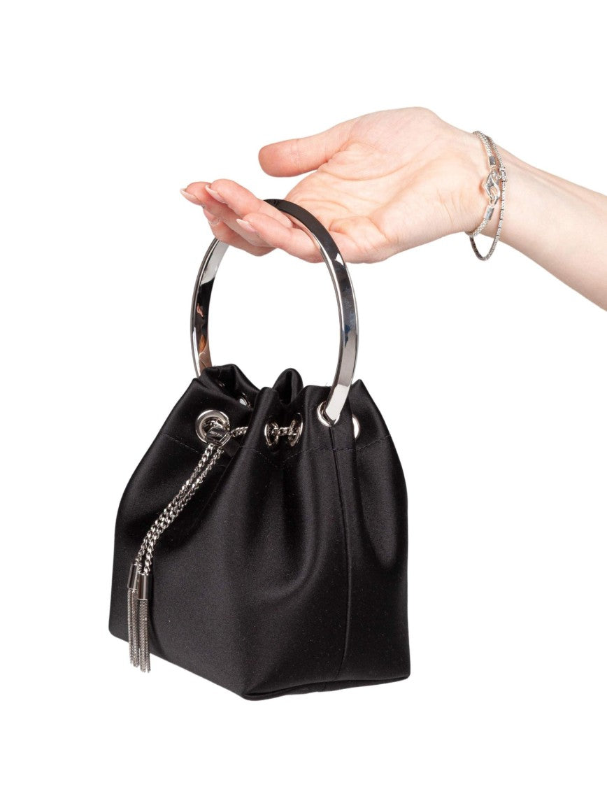 Jimmy Choo Bon Bon Fuq Satin Handbag, Black
