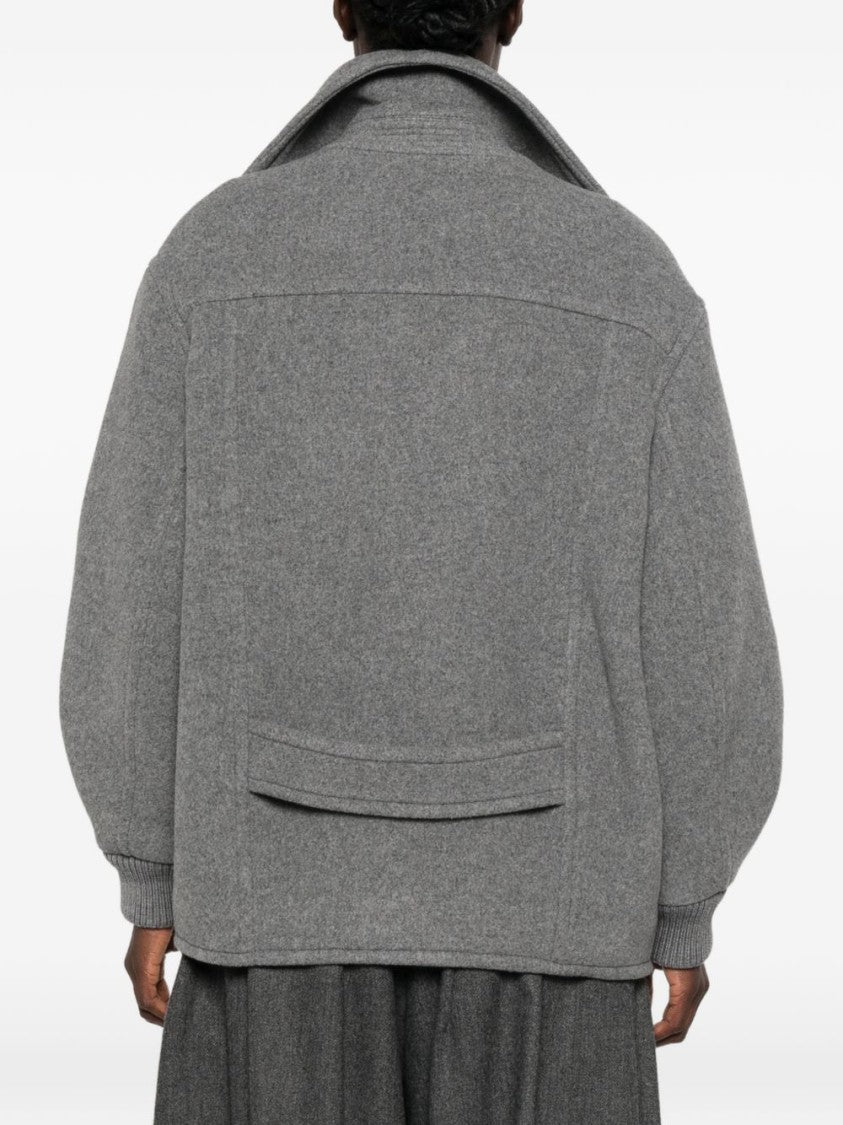 Moschino Heart-Motif Button Double-Breasted Jacket - Grey