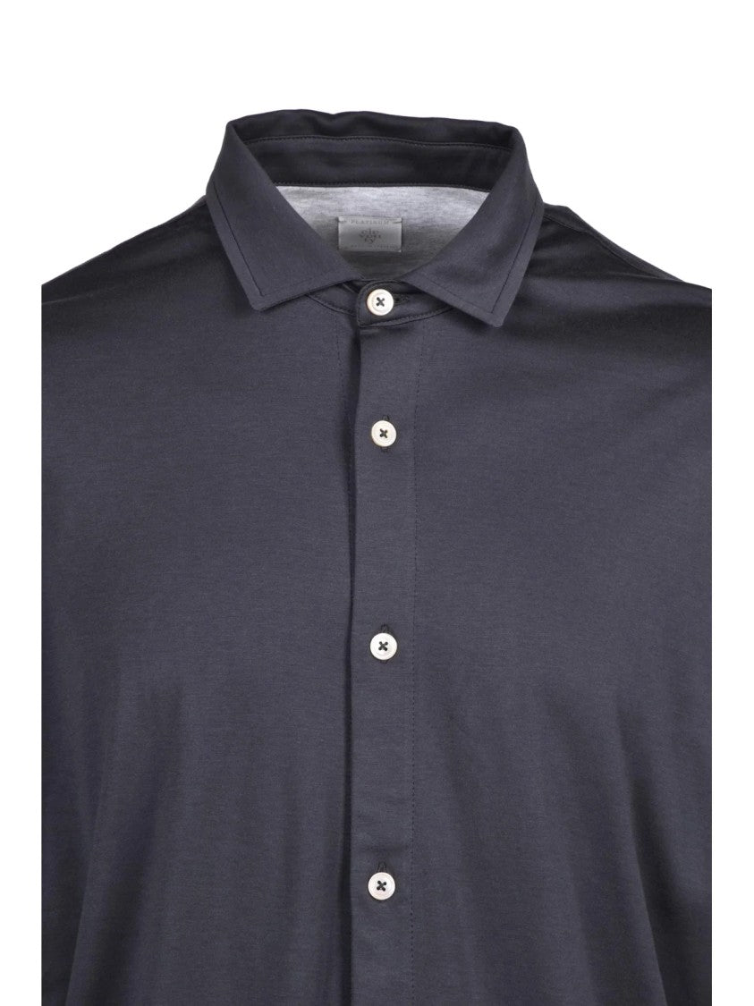 Eleventy Refined Blue Dandy Shirt With Classic Collar And Minimalist Design