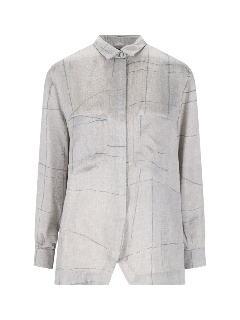 Giorgio Armani Silk Shirt – Grey Stripe
