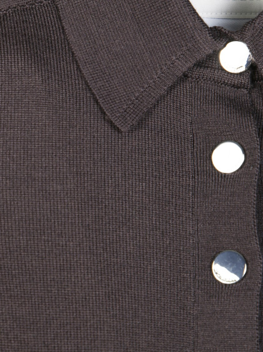 Sportmax Perseo Ribbed Metallic Button Cardigan