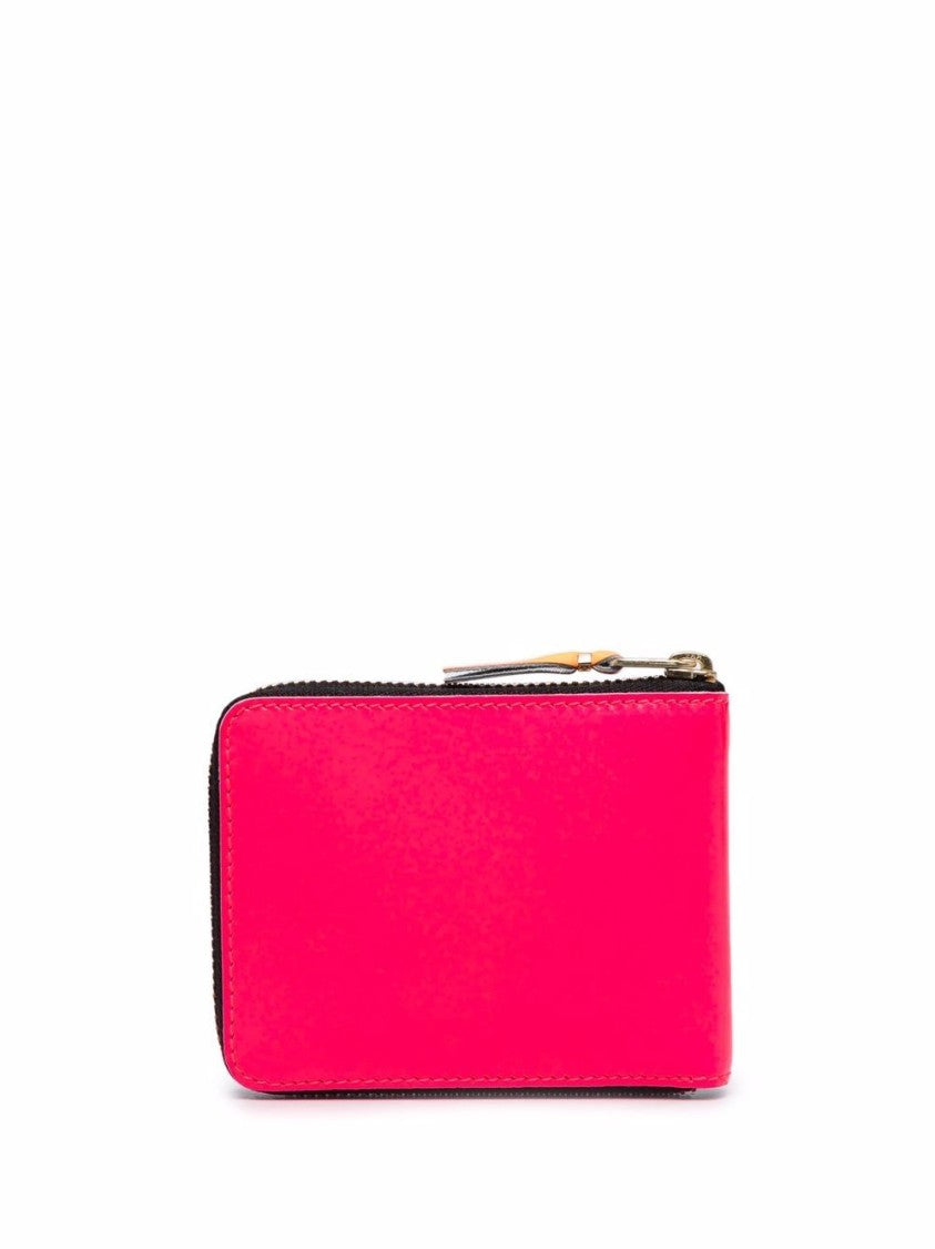 Comme Des Garçons Compact Goat Leather Wallet With Vibrant Interior