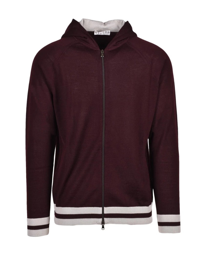 Cashmere Company P. Zip-Up Cardigan In Merino Wool And Acrylic Blend