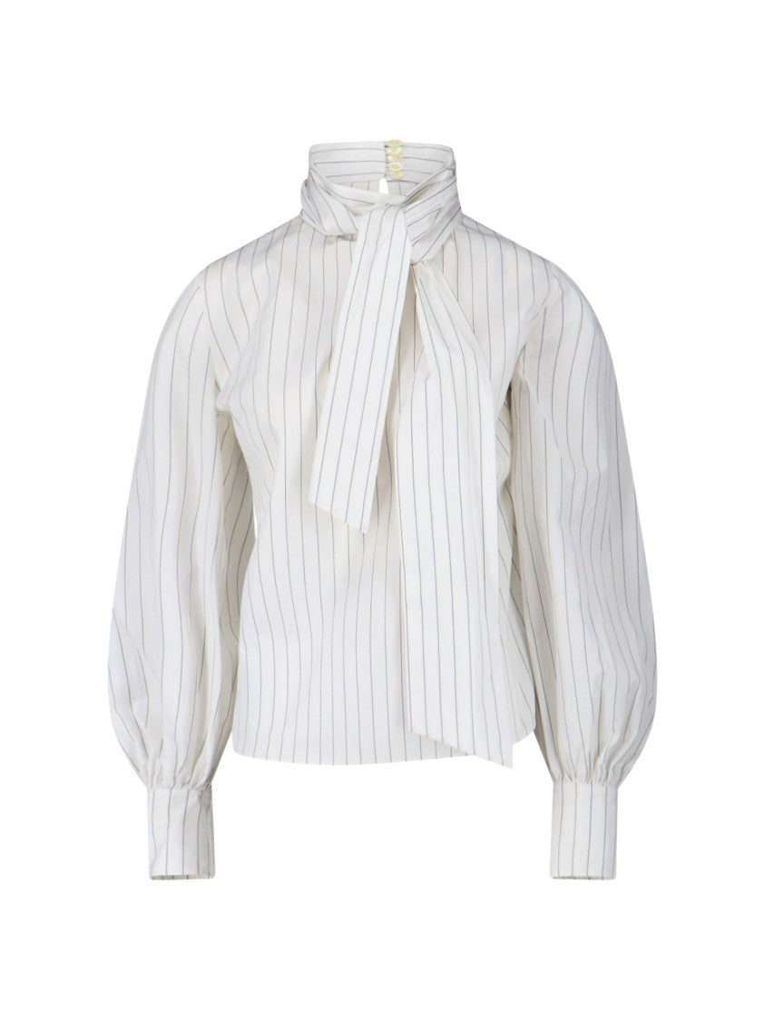 Finamore Striped Cotton Lavallière Shirt – White