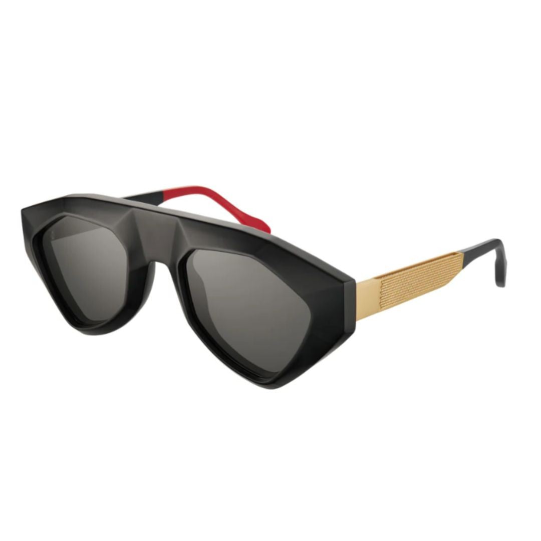 Vysen Sh-1 Geometric Black Frame Sunglasses With Gold Accents
