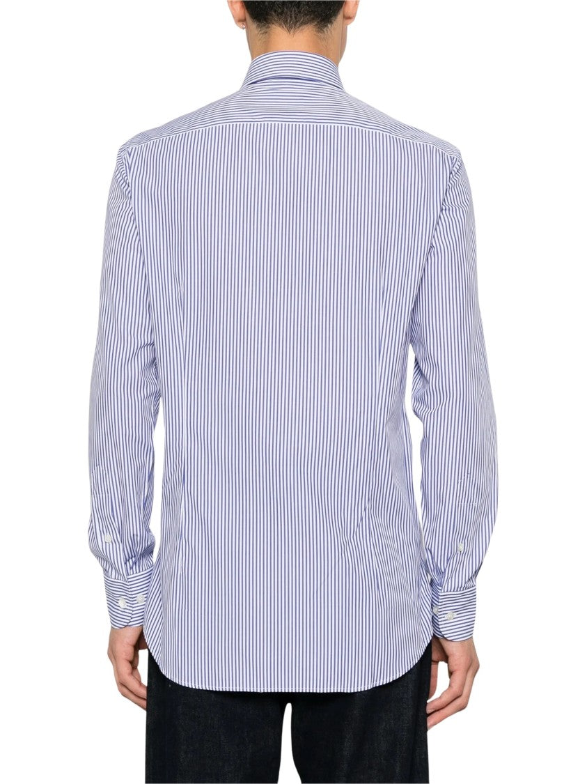 Etro Vertical Striped Button-Down Shirt With Embroidered Logo